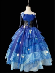 The Starry Night Printed Vintage Classic Lolita Skirt, Suspenders, Corset and Shoes