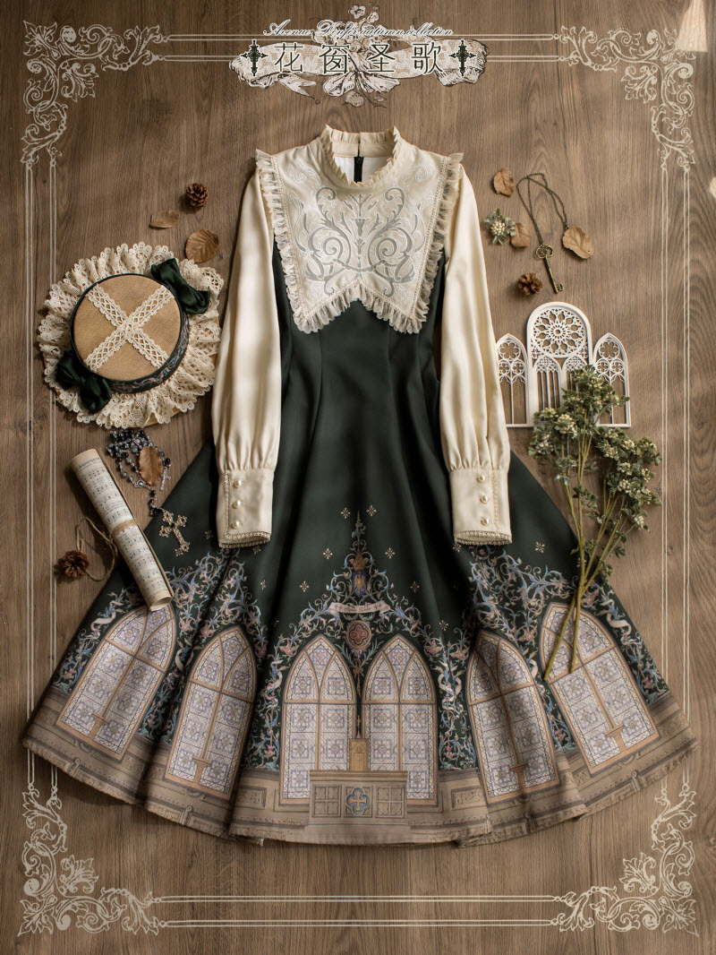 Avenue Denfer -Sacred Stained Glass- Vintage Gothic Lolita OP Dress