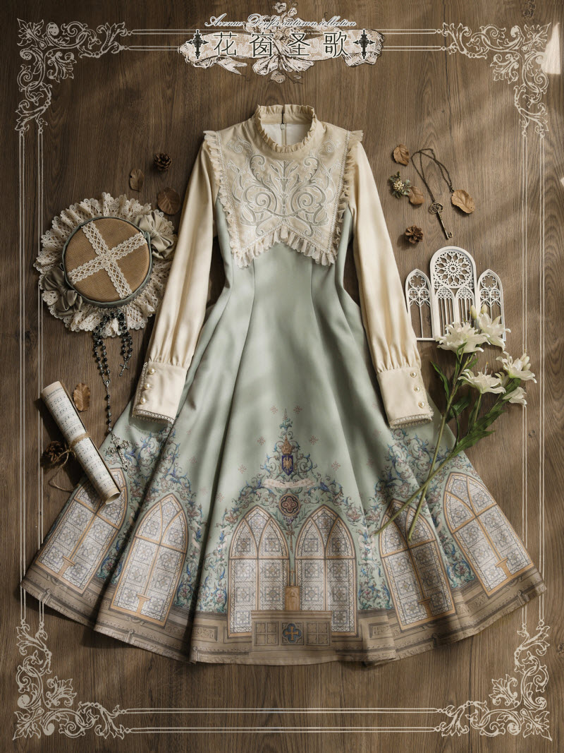 Avenue Denfer -Sacred Stained Glass- Vintage Gothic Lolita OP Dress Avenue Denfer -Sacred Stained Glass- Vintage Gothic Lolita OP Dress