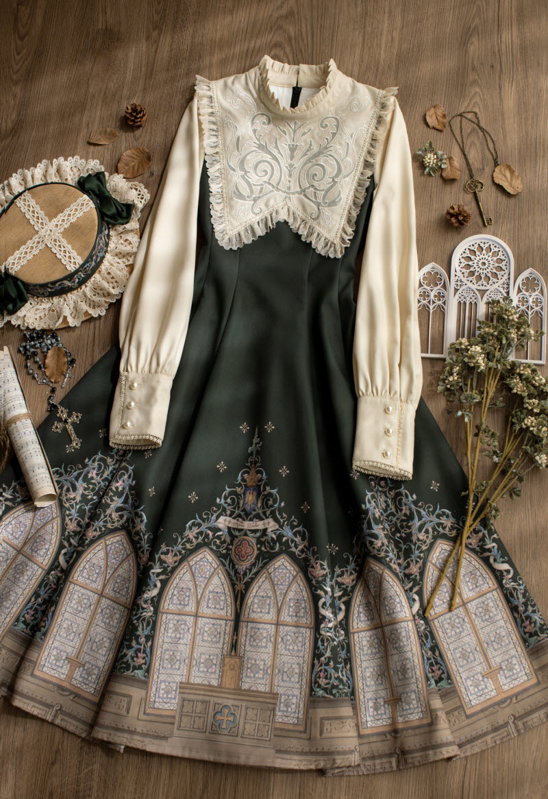 Avenue Denfer -Sacred Stained Glass- Vintage Gothic Lolita OP Dress