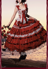 Signorina -Provencal Petite Rose- Vintage Classic Lolita Boned Corset and Skirt Set