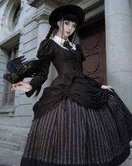 LingXi -Timeless Stripes- Vintage Classic Lolita Top Wear and Skirt Set