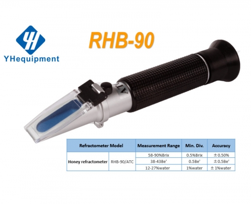 RHB-90 ATC Honey 58-90%Brix 38-43Be 12-27%Water optical refractometer