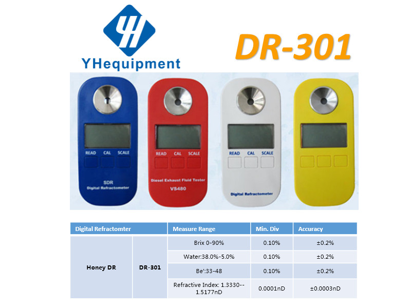 DR-301 Honey Brix 0-90% Water:38.0%-5.0% Be':33-48 Refractive Index:  1.3330--1.5177nD Digital Refractometer,Honey DR