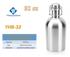 YHB-32 32OZ Stainless Steel Homebrew Beer Growler 1L Secure Swing Top Lid Craft Beer Bottle