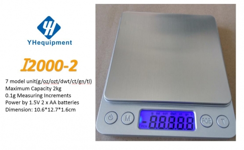 I2000-2 2kg Capacity LCD Digital Electronic Scales