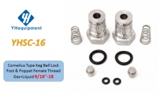 YHSC-16 Cornelius Type keg Ball Lock Post & Poppet Female Thread Gas + liquid 9/16"-18