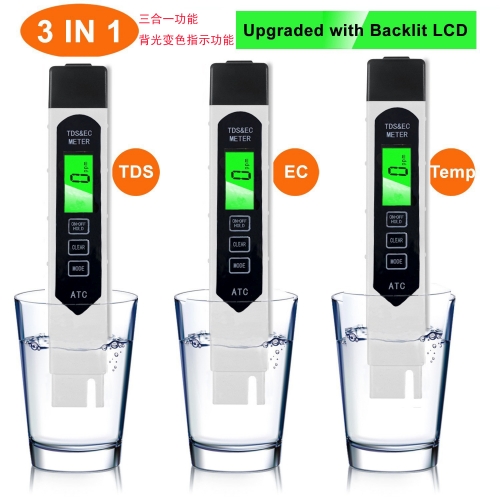 YH-NTDS3in1 Portable 3 in 1 TDS Meters Water quality purity Conductivity EC TEMP Temperature Meter with backlight
