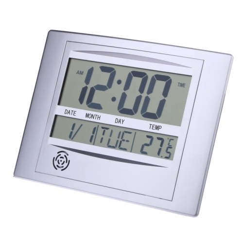 YH-H129Y LCD Digital Wall Clock With Thermometer Electronic Temperature Meter Calendar Indoor Desk Digital Wall Clock