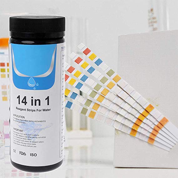 YH-14IN1 14-in-1 Drinking Water Test Strips Kit Residual Chlorine PH Total  Alkalinity Hardness Iron Etc,PH Paper