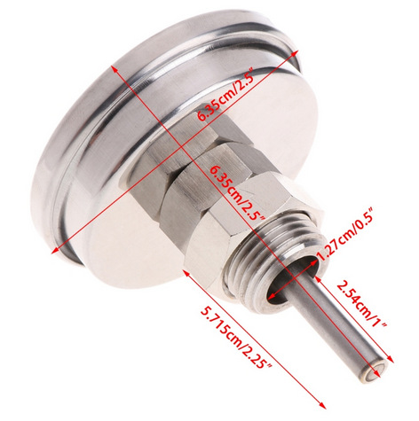 Brewing Thermometer 1/2 NPT with 2.5 Probe