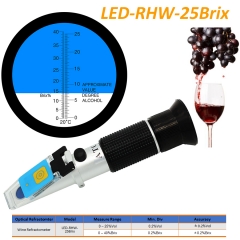 LED-RHW-25Brix ATC alcohol 0-25%Vol 0-40% Brix optical refractometer