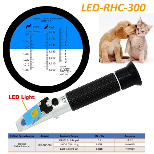 LED-RHC-300 ATC Clinical 2-14g/dl 1.000-1.060RI Dog 1.000-1.060RI Cat optical refractometer