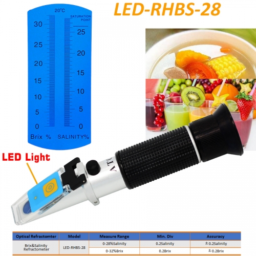 LED-RHBS-28 ATC Brix 0-32% salinity 0-28%optical refractometer