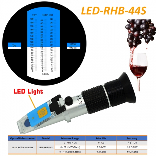 LED-RHB-44S ATC Oe 0-190Oe  0-38KMW(Babo) 0–44%Brix optical refractometer