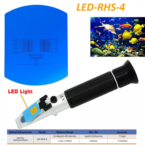 LED-RHS-4 ATC salinity 2-4% 1.015-1.030RI optical refractometer