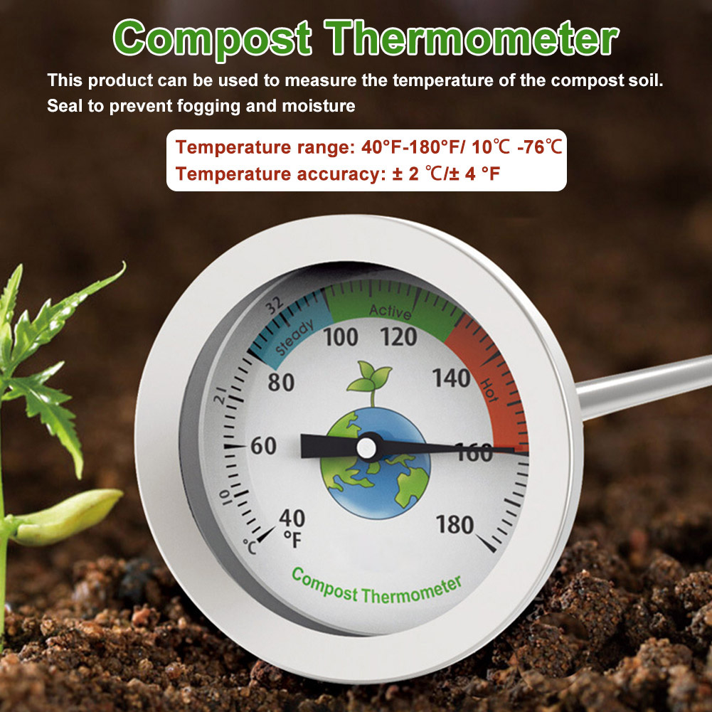 YH-S20 Stainless Steel Garden Soil For Home Ground Portable Backyard Compost  Thermometer,Soil Meter