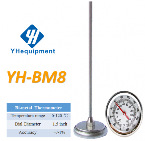 Bimetal dial stainless steel long probe compost soil thermometer