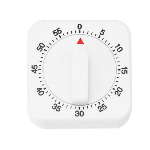 YH-1582 60 Minutes Kitchen Timer Count Down Alarm Reminder White Square Mechanical Timer for Kitchen