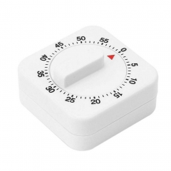 YH-1582 60 Minutes Kitchen Timer Count Down Alarm Reminder White Square Mechanical Timer for Kitchen