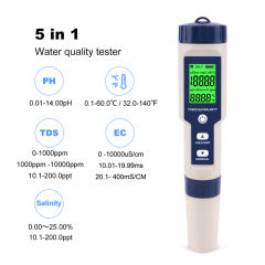 EZ-9909 5 in 1 TDS/EC/PH/Salinity/Temperature Meter water quality test pen Multifunctional waterproof salinity meter