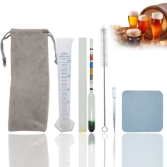 HB-BHS01 Triple Scale Hydrometer and Test Jar for Wine, Beer, Mead and Kombucha - Combo Kit of Triple-Scale Hydrometer, 250ml Plastic Cylinder, Cleaning Brush, Cloth, Pipette and Storage Bag