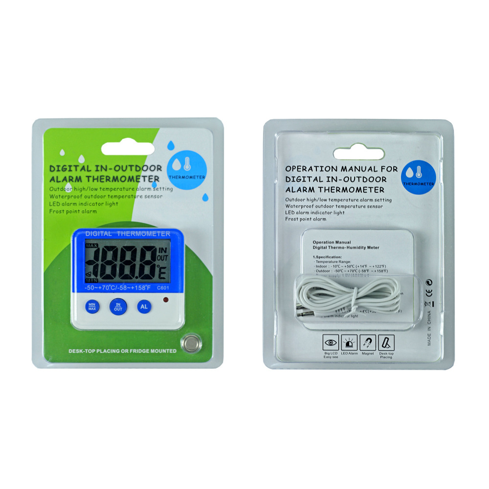 Nithing Fridge Freezer Thermometer Max/Min Memory LXSZRPH High & Low Temperature Alarms Settings with LED Indicator Digital Refrigeration Thermometer