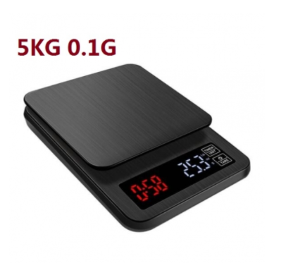 CS04A-5KG 5KG 0.1g LCD Digital Electronic Drip Coffee Scale with Timer 3kg 5kg 0.1g Black Kitchen Baking Coffee Weight Balance USB Drip Scale Timer