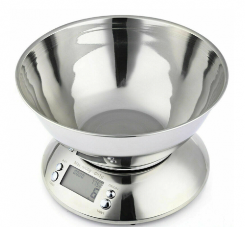 KS01A-5KG 5kg 1g Stainless Steel Kitchen Scale 5kg Electronic Scale Kitchen Food Balance Cuisine Precision Digital Scale With Bowl Cook Tool