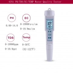 PH-686 4 in 1 PH/TDS/EC/Temp Meter PH Meter Digital Water Quality Monitor Tester for Pools, Drinking Water, Aquariums