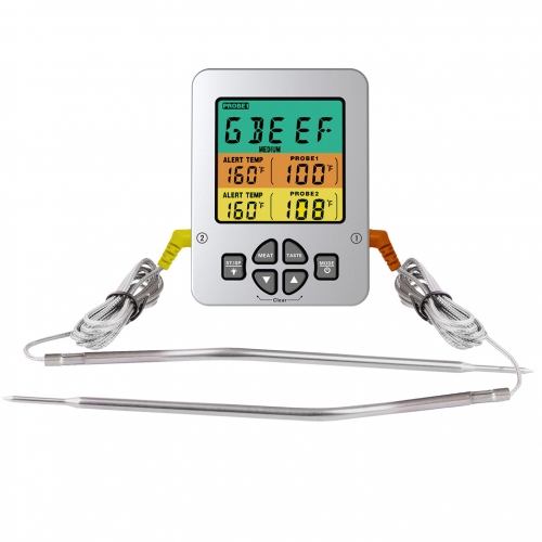 YH-TH116 Dual Probe Color Display Touch sreen Digital Oven Grill Barbecu Cooking Kitchen Meat Thermometer for Cooking
