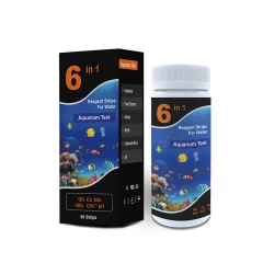 6 in 1 Aquarium Fish tank pond test strips Hardness, Free Cl2, Carbonate, Nitrate( No.3), Nitrite( No.2), pH