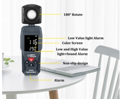 Digital Lux meter Light Meter 3 Range Photometer Light Detector Spectrometer Meter 1-200,000 High Low Alarm Luminometer ST9620