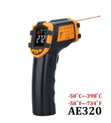 AE320 Digital Infrared Thermometer Laser Temperature Meter Non-contact Pyrometer Imager Hygrometer IR Termometro Color LCD Light Alarm