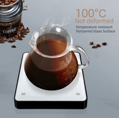 Black and White Glass Platform Timemore Scales Auto Timer Drip Coffee Weighing Scale