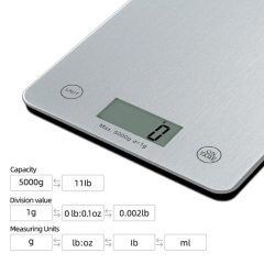 Hot selling LCD display 5kg digital Glass kitchen food weight scale
