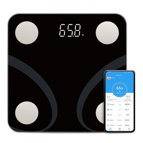 Black Glass Electronic Scale Bathroom Weighing Digital Body Fat Smart Scale