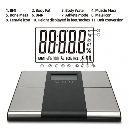 225kg Capacity Electronic Battery Big Screen BMI Analyzer Bath Body ...