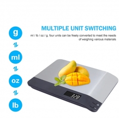 10kg/22lb 1g Digital Kitchen Weighing Scales Food Scale Digital Display ABS Plastic Stainless Steel Platform Rectangle