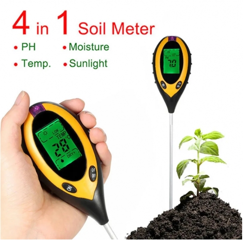 SP-4IN1 4 In1 Plant Soil PH Meter Moisture Tester Light Analyzer Temperature Sunlight Intensity Measurement Analysis Acidity