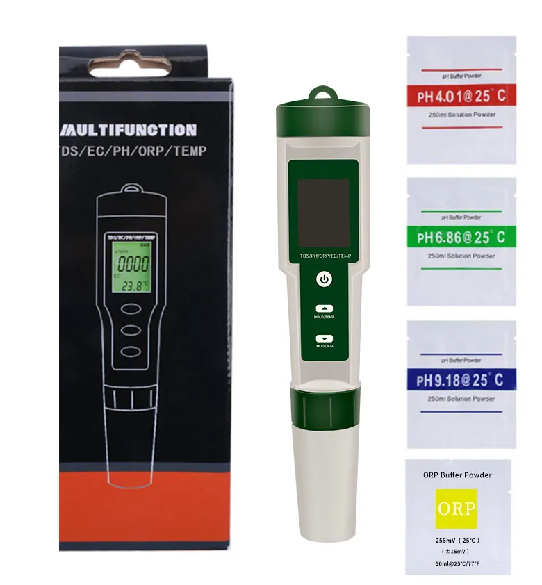 Misuratore PH Digitale 5 In 1: TDS, EC, Salinità, Temperatura, Alta Precisione Con ATC
