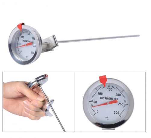 KT-40 12inch Long 0-300C Stainless Steel Cooking Probe Thermometer With Clip For Food Meat Homebrew Wine Kettle Professional Food Thermometer