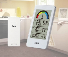 DT-FJ3356 Digital Thermometer Hygrometer Weather Station Wall Clock Wireless Sensor Alarm Comfort Pointer Display Table Watch