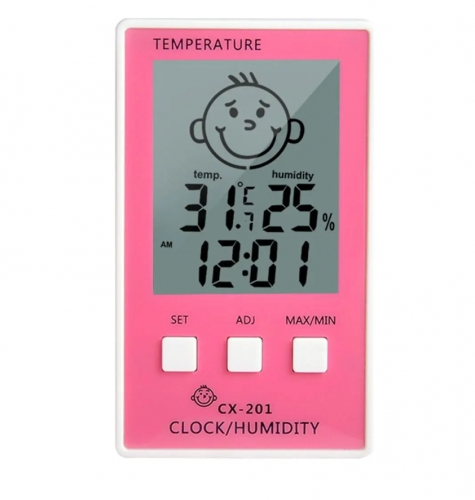 DT-CX201 3 in 1 Digital Clock Temperature Hygrometer Logger Meter Thermometre Higrometre Indoor Thermometer for Baby Room/ Bathroom