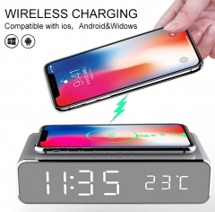 DT-70 Fast Wireless Charger LED Alarm Clock Phone Wireless Charger Charging Pad Thermometer For IPhone 11 Pro XS Max X 8 Plus
