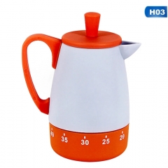 TM-158 60 Minute Kitchen Timer Cute Cartoon Kettle Pot Shape Mechanical Timer Cooking Gadgets Learning Games Countdown Timer Reminder