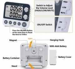 YS-390 Digital Kitchen Timer Magnetic Cooking Timer,Large Display Loud Alarm Count-Up & Count Down For Cooking Baking Sports Gam