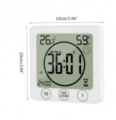 TM-142 LCD Bathroom Wall Clock Temperature Humidity Countdown Waterproof Shower Timer