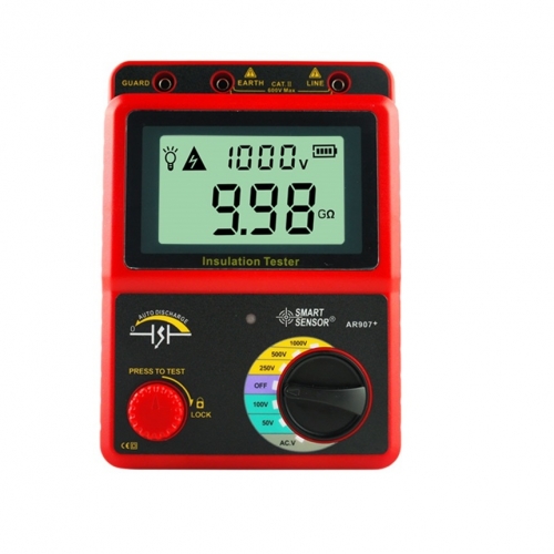 AR907 High Voltage Insulation Tester 50V / 100V / 250V / 500V / 1000V 0.0MΩ~19.9GΩ