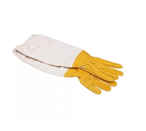 Yellow Sheepskin Canvas Sleeves Bee Gloves Protective Gear